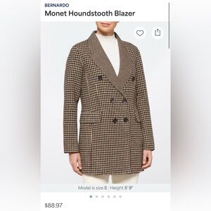 Bernardo Black & Tan Women’s Houndstooth Double-Breasted Blazer